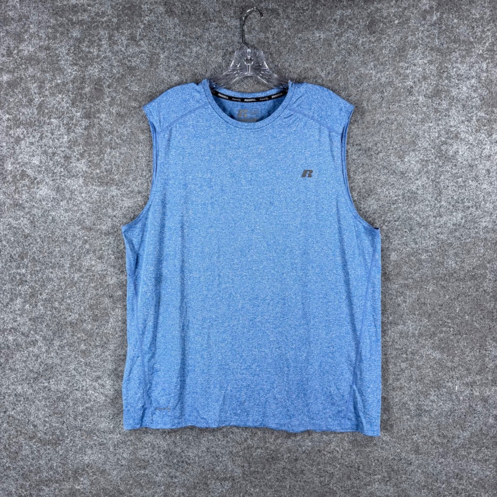 Russell Men's XL Blue Dri-Power 360 Sleeveless Training Workout T Shirt